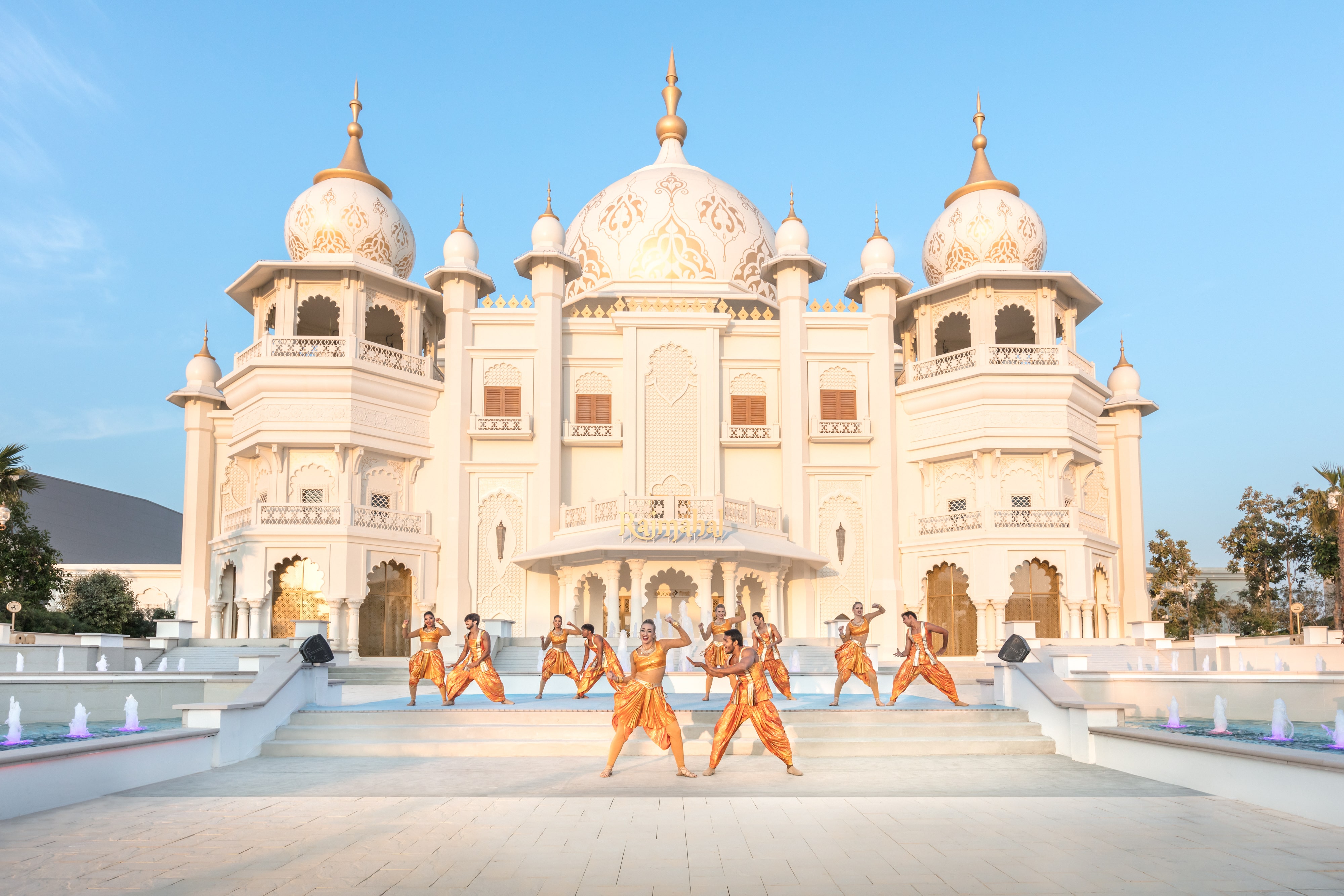 Bollywood dancers at dubai theme park 