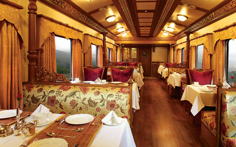 One of the restaurants onboard the Golden Chariot Express