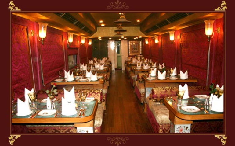 Restaurant on board the Royal Rajasthan On Wheels