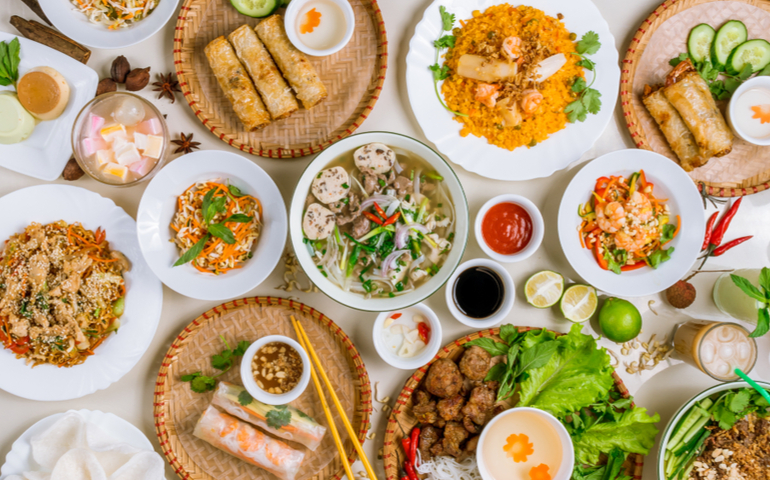 Assortment of Vietnamese dishes