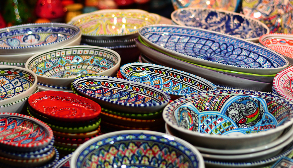 decorative plates at the souk in Jeddah