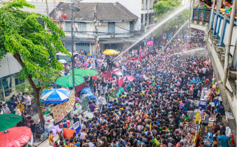  Songkran Festival at Silom Road, Bangkok, is another beat place to celebrate Thai tradition New Year for Thais and foreigners. 
