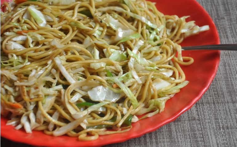 Chowmein served on roadside stalls