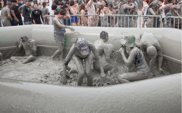 Mud Tub at teh Boryeong Mud Festival at Daecheon beach, South Korea
