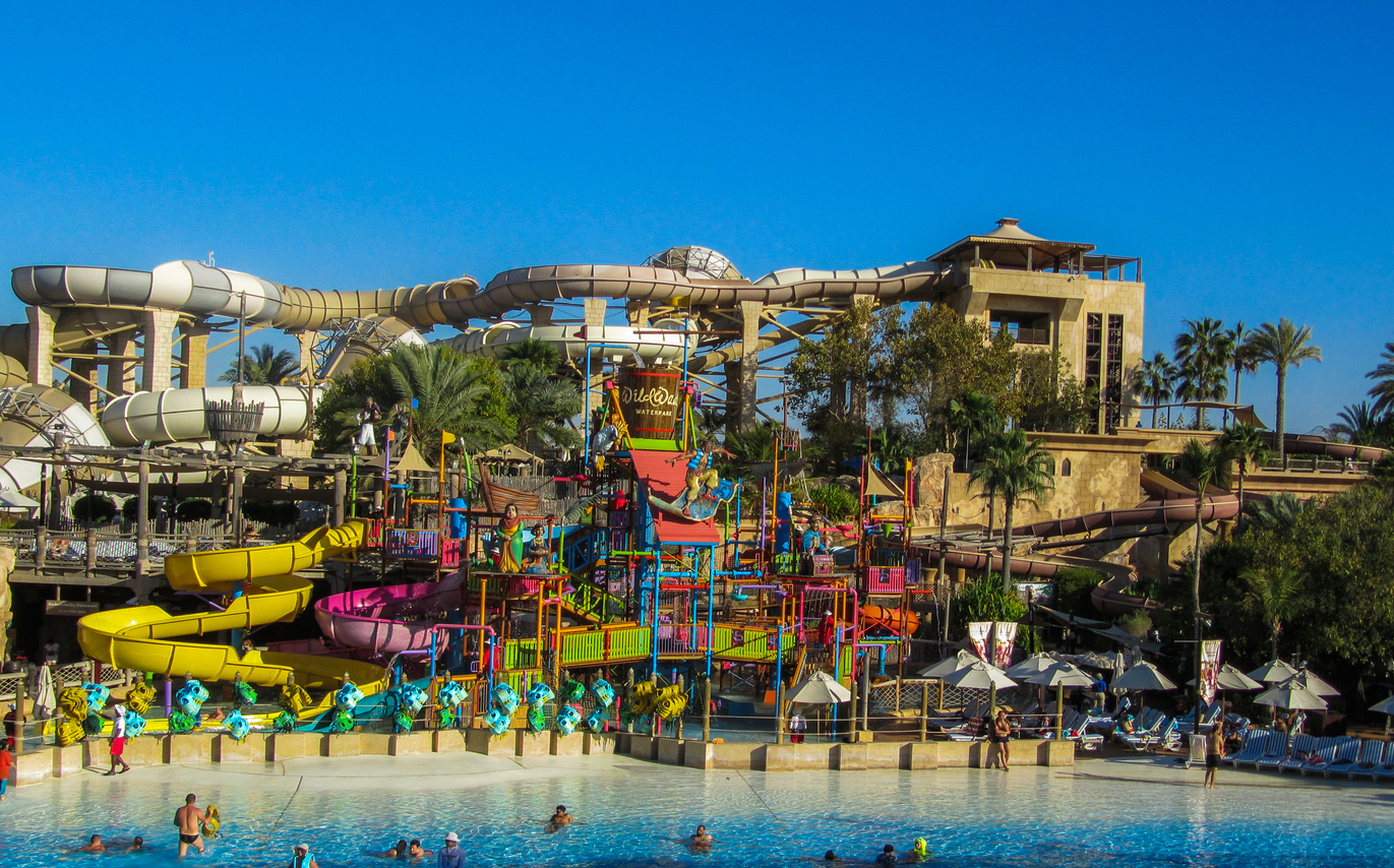  Wild Wadi Waterpark. It is an outdoor adventures water park with many slides in Dubai, United Arab Emirates. 
