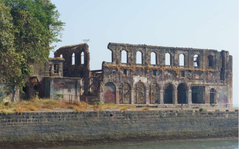 Mukesh Mills, an old dilapidated structure in South Bombay. 
