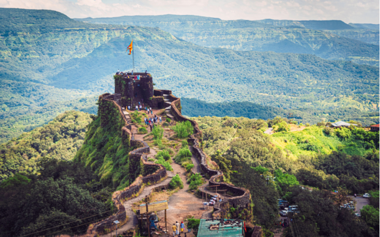 Pratabgad Fort, one of the Most crucial forts of Shivaji Maharaj. as seen from the top, Near Mahabaleshwar,