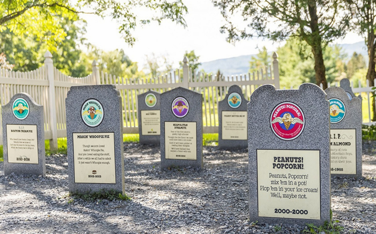 Tombstones at Ben and Jerry's Flavor Graveyard