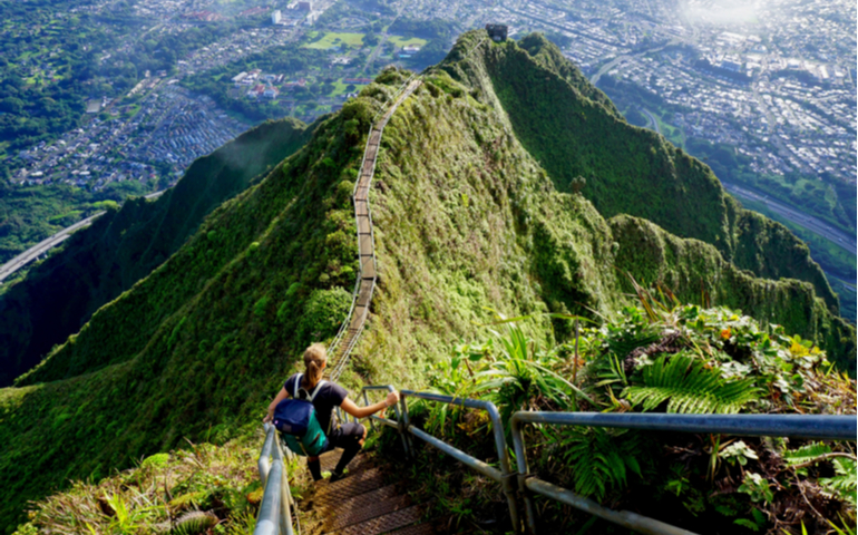 Stairway to Heaven, Haiku Stairs, Hawaii, Oahu, USA. 
