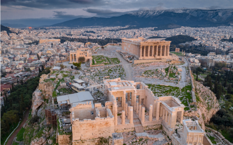 Aerial view of Acropolis of Athens