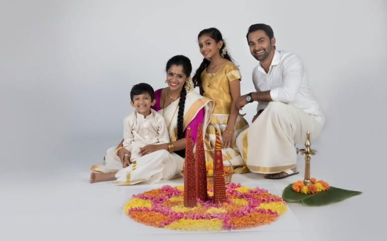 Family in traditional kerala dress south indian look