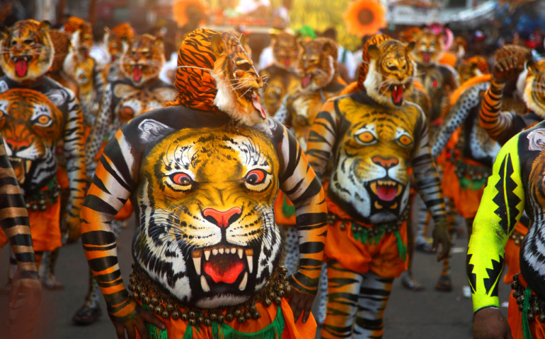 Pulikali - Tiger dance Onam perform during parade