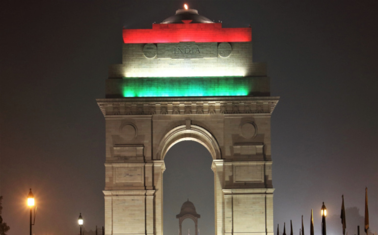 India Gate decorated to celebrate India's Independence