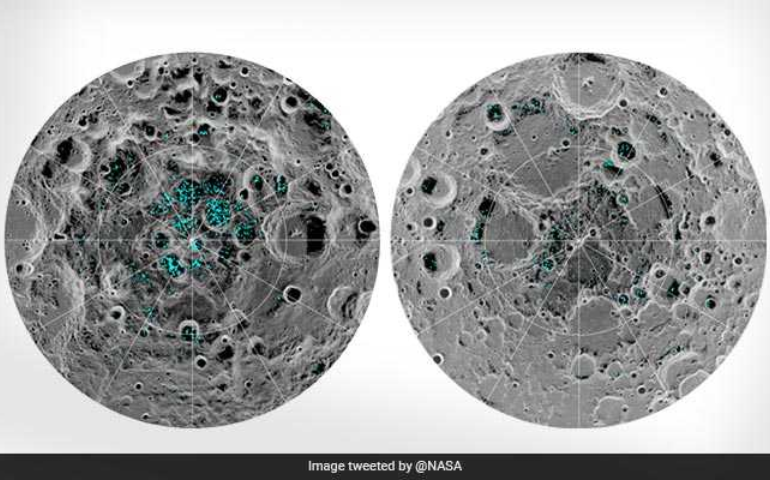 Images released by NASA showing traces of ice on Moon