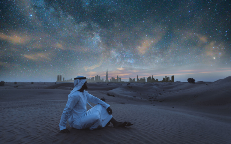 Stargazing at night in Dubai 