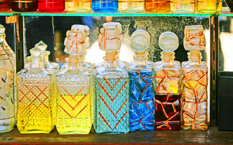  Colorful little bottles of perfume in a perfume souk