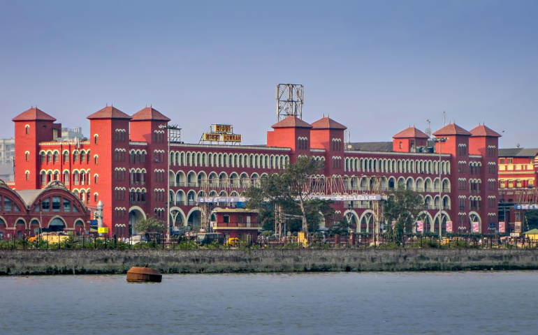 Howrah Railway station building across Hooghly river, Kolkata