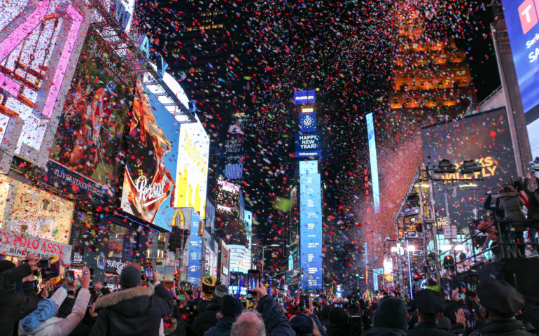 Millions of participants gather at Times Square in New York City to celebrate New Year’s Eve