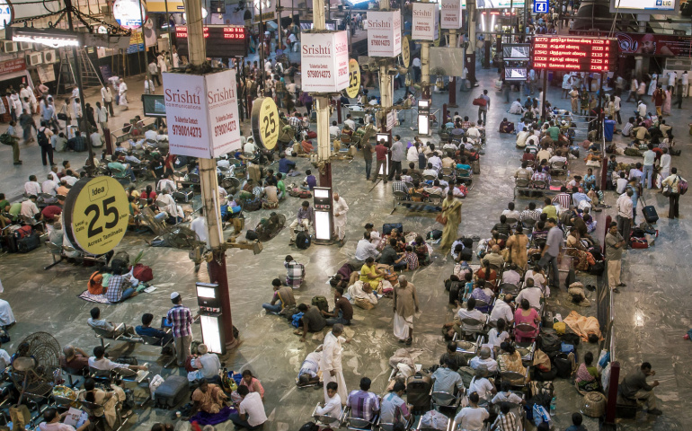 Commuters at Chennai railway station 
