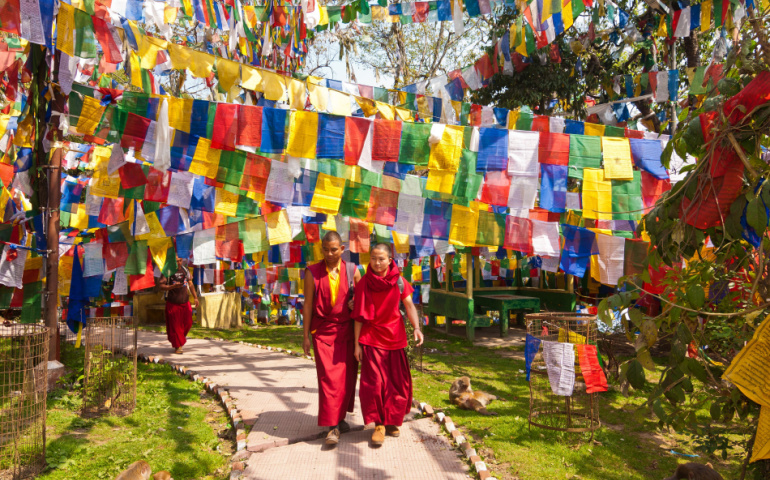 Tibetan monks performing Kora
