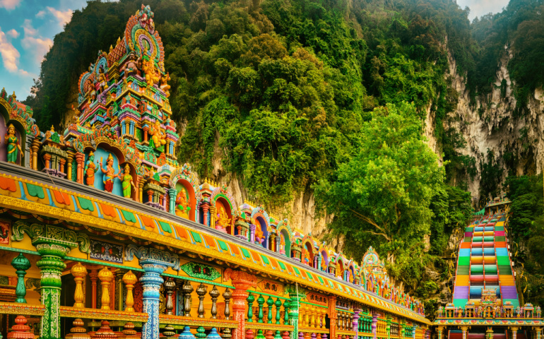 Colorful Hindu Temple outside the Batu cave