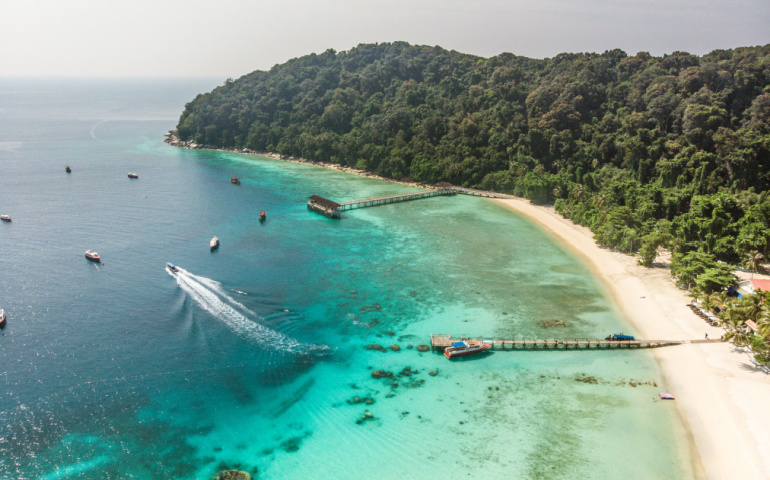 The clear blue sea water Lang Tengah Island