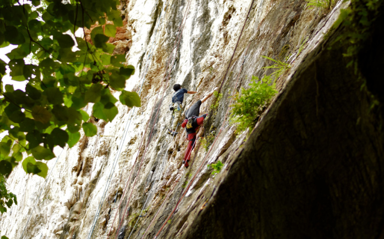 Limestone climbing activities at Batu Caves