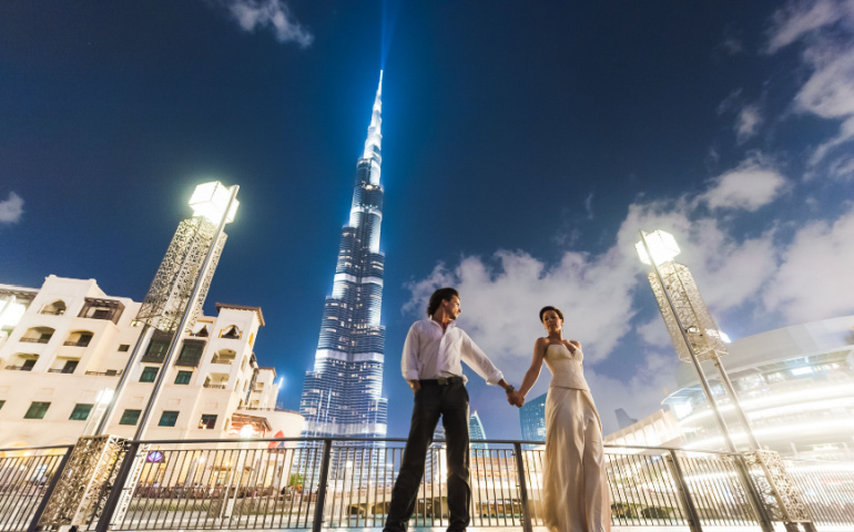 Pre-wedding photoshoot near Burj Khalifa, Dubai