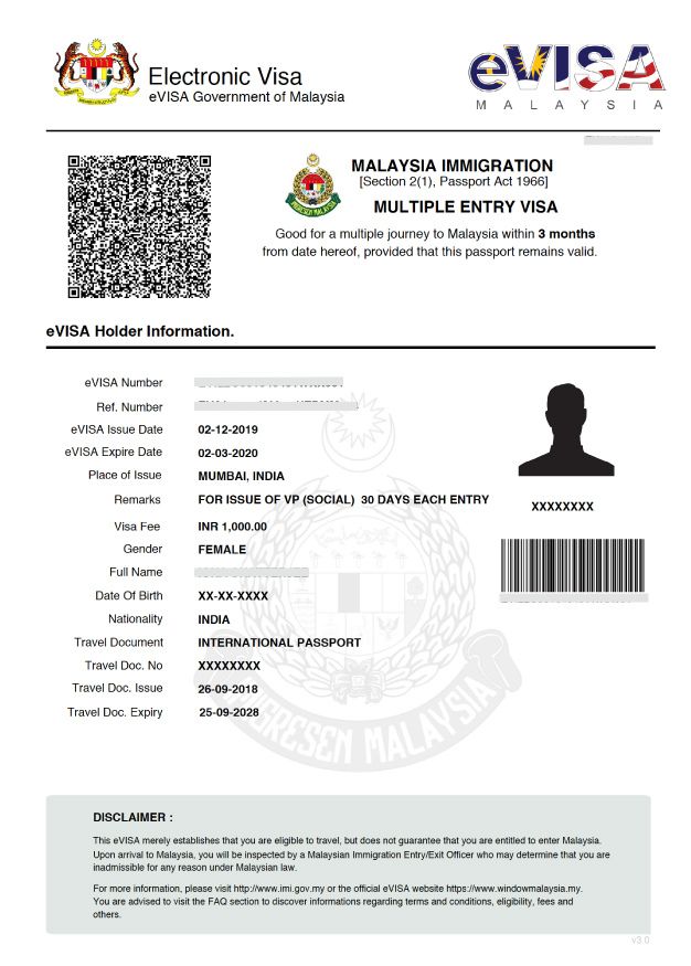 Malaysia Visa Sample