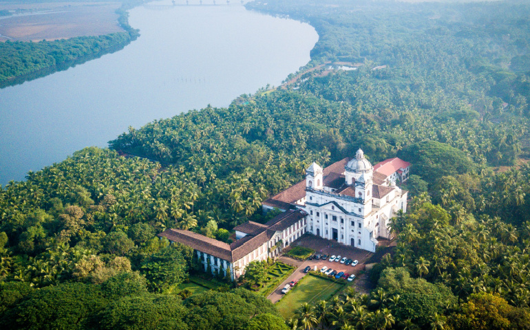 Drone View of Church of St Cajetan in Velha Goa India