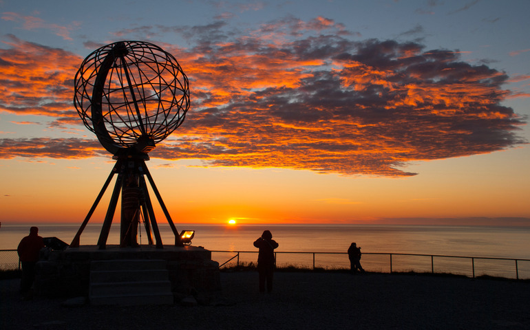 Midnight Sun at Globe Monument, Norway
