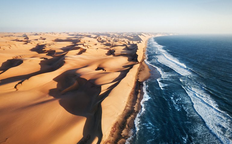 Sand meets sea at Namib desert
