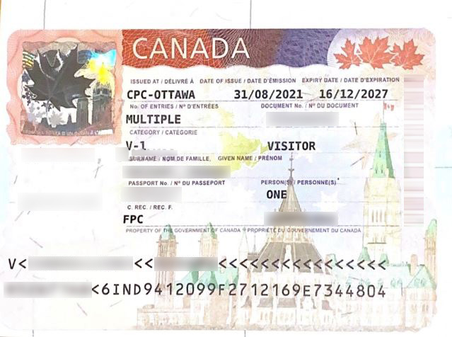 Sample Canada Visa for Indians