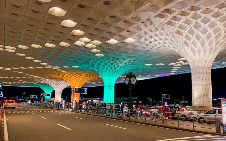  Mumbai International Airport in the colours of Indian flag