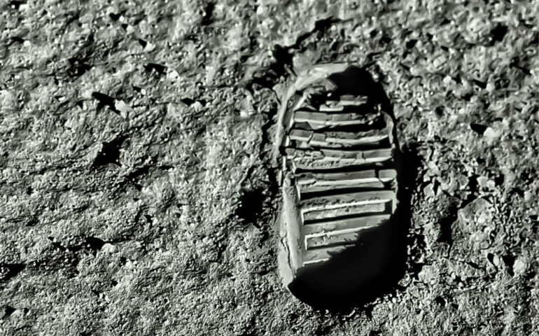 Buzz Aldrin's footprint on the moon