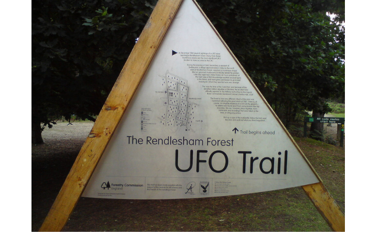 The "UFO Trail" through the forest.The trail commemorates the "Rendlesham Forest Incident"
