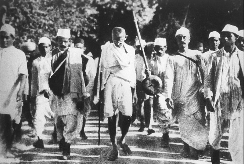 Mahatma Gandhi leading the historic Dandi March to end Salt Satyagraha