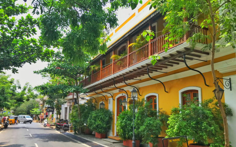 French colonial style architecture in Pondicherry 