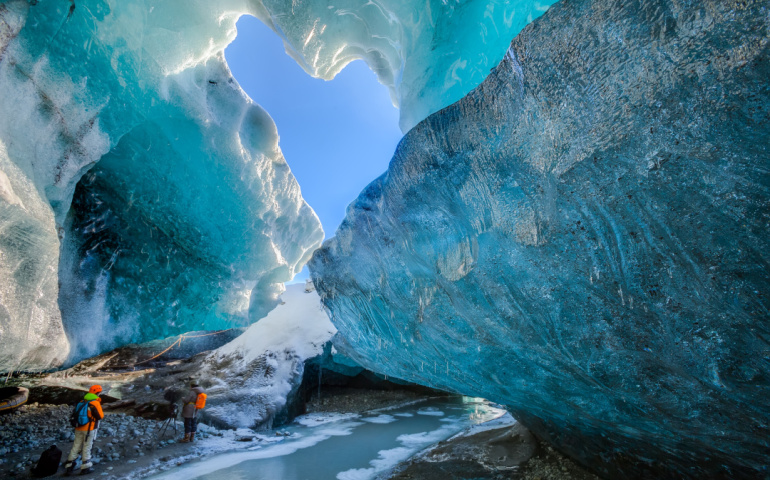 Inside an ice cave in Vatnajokull, Iceland