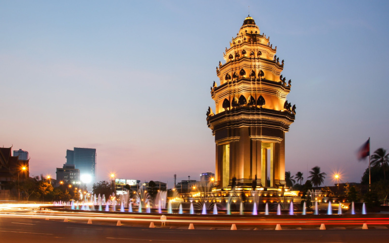 Independence Monument which is landmark in Phnom Penh, Cambodia
