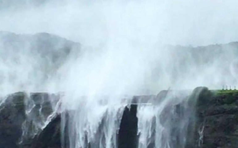 Reverse waterfall at Malshej Ghat