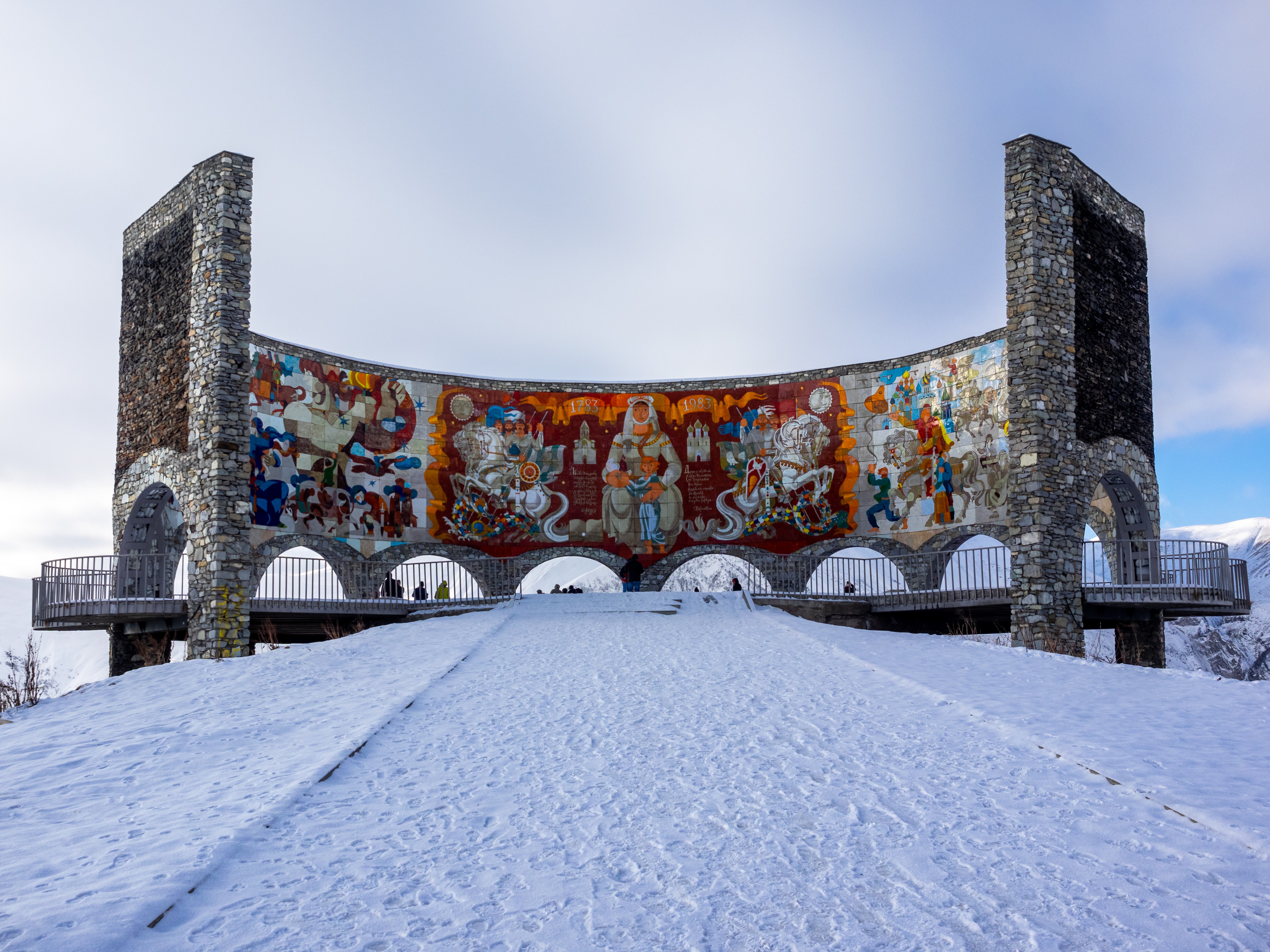 Colorfuls murals painted inside the Gudauri Friendship Monument 