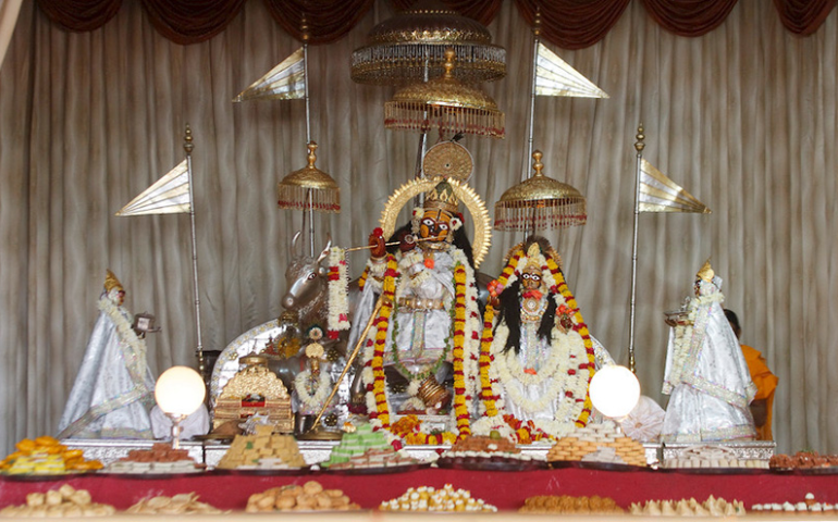 Lord Krishna's and Radha's idol at the Govind Dev Ji Temple in Jaipur