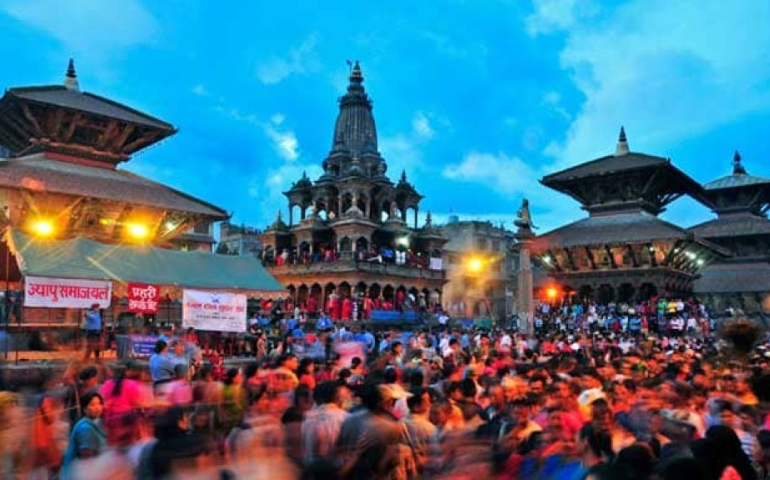 Krishna Ashthami celebrations at the  Narayanhiti Krishna Mandir in Patan Durbar Square