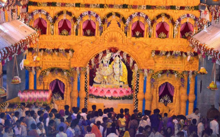 Radha Krishna idols decorated for Janmashtami in Vrindavan