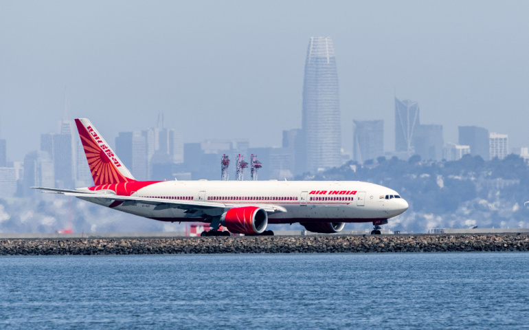 Air India aircraft preparing for take off at San Francisco International Airport (SFO)