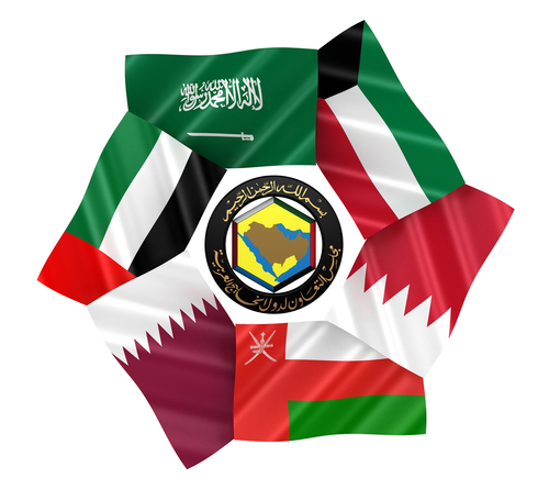The GCC logo with the flags of the GCC countries