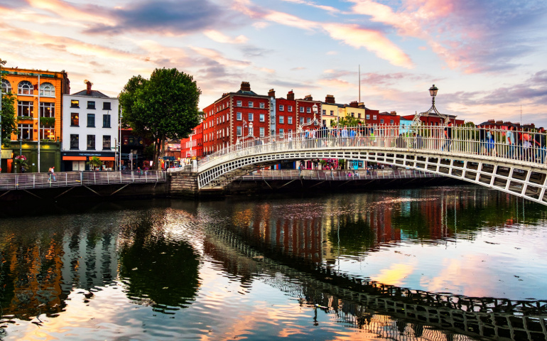 The famous Ha Penny Bridge in Dublin, Ireland 