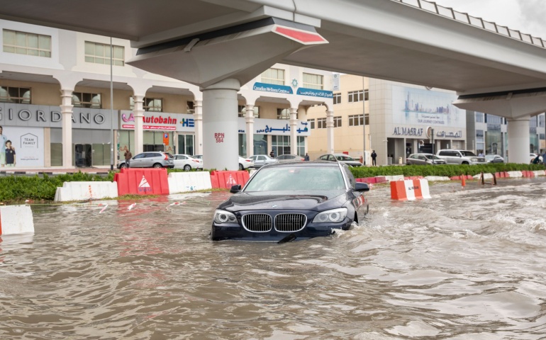 Flooded Dubai Street
