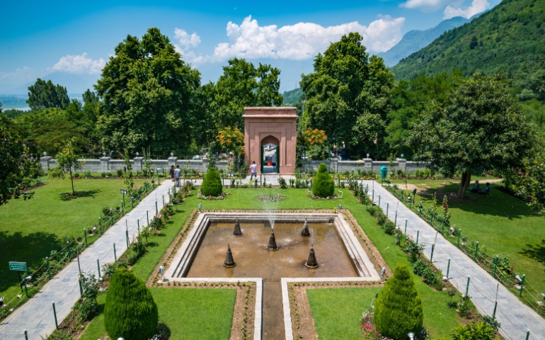 Chashme Shahi is one of the Mughal gardens, overlooking Dal Lake in Srinagar. 
